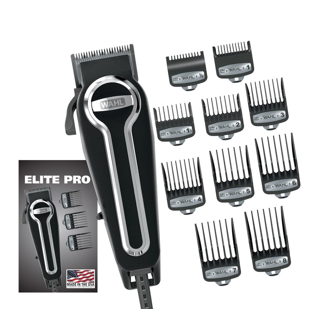 Wahl USA Elite Pro High-Performance Corded Home Haircut & Grooming Kit for Men  Electric Hair Clipper  Model 79602M