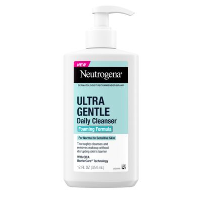 Neutrogena Ultra Gentle Foaming Facial Cleanser, Foaming Face Wash for Sensitive Skin, Gently Cleanses Away Dirt, Oil & Makeup Without Over Drying, Fragrance-Free, 12 fl. oz
