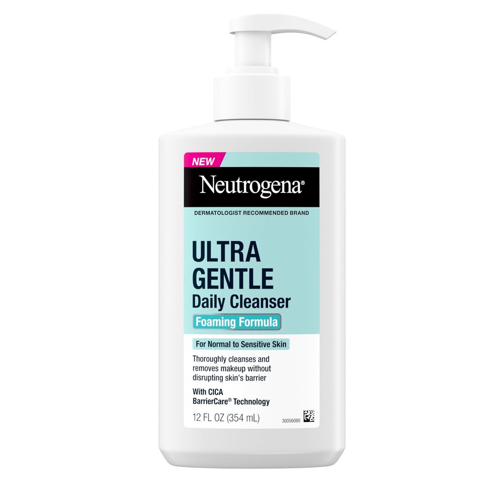 Neutrogena Ultra Gentle Foaming Facial Cleanser, Foaming Face Wash for Sensitive Skin, Gently Cleanses Away Dirt, Oil & Makeup Without Over Drying, Fragrance-Free, 12 fl. oz
