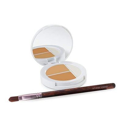 Sheer Cover Studio Conceal and Brighten Highlight Trio Two-Toned Concealers Shimmering Highlighter Medium/Tan Shade With FREE Concealer Brush 3 Grams