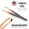 Solingen Tweezers for Eyebrows | Slanted Tip | Professional Stainless Steel |Slanted Tip Tweezers | Best Shaped for Eyebrows Extensions Chin Cheek Face Facial Hair | Made in Germany (Nickel-Gold) view 2