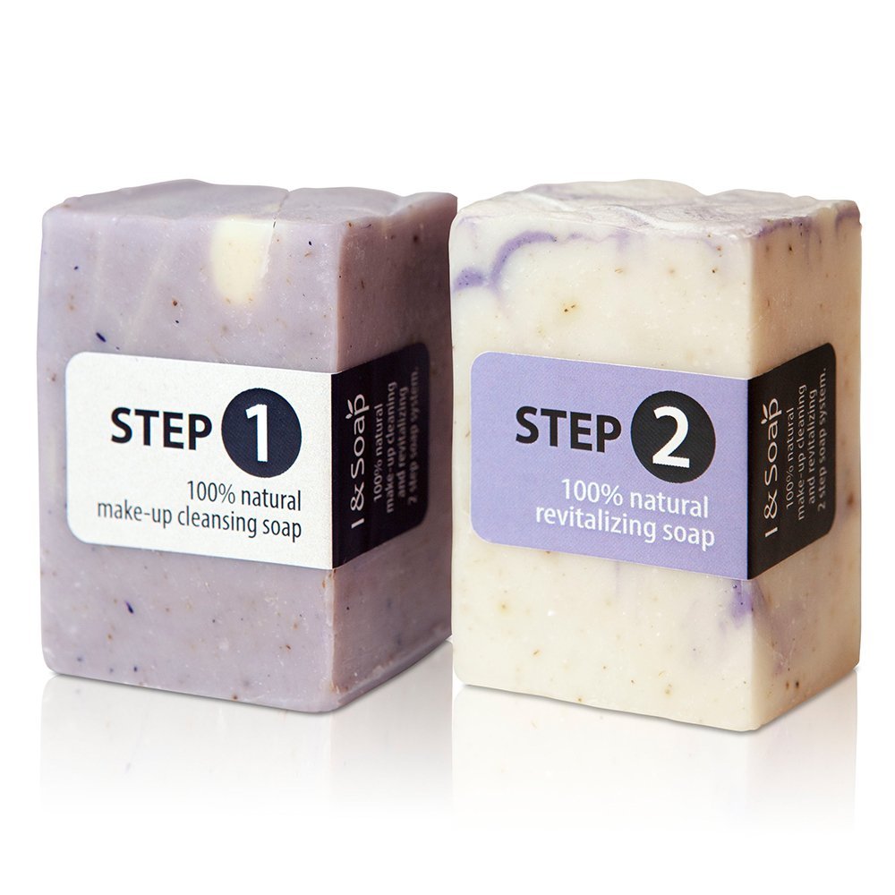 2 Pcs Makeup Remover - Facial Cleansing, I & Soap's 100% natural make-up cleaning and revitalizing 2 step soap system.