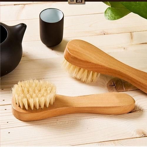 AnHua2PCS Facial Cleaning Exfoliate Brush, Facial Skin Care Tool, Pore Cleaner Brush with High Grade Wood Holder and Soft Bristle