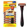 BIC Comfort 3 Refillable Three-Blade Razor for Men, Sensitive Skin Razor For a Comfortable Shave, 1 Handle and 12 Cartridges, 13 Piece Razor Set view 1