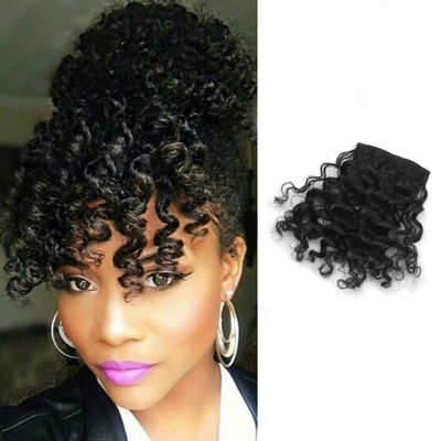 Shinon Curly Bangs Human Hair Clip in Bangs Hair Extension Real 10 A Curly Hair Bangs Black Color