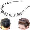 bodbop Metal Hair Band for Men Headband Women Bands Unisex Black Wavy Spring Outdoor Sports Headbands Men's Hoop Clips Accessories Simple Elastic Non Slip Head Headwear view 1