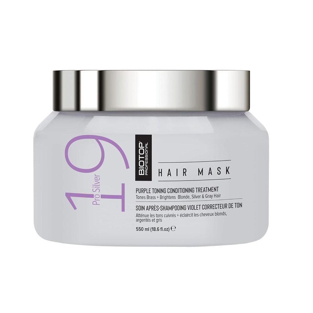 Biotop Professional 19 Pro Silver Hair Mask - Moisturizes & Eliminates Yellow and Brassy Tones - Hydrating Hair Mask For Blonde or Bleached Hair - 18.6 oz