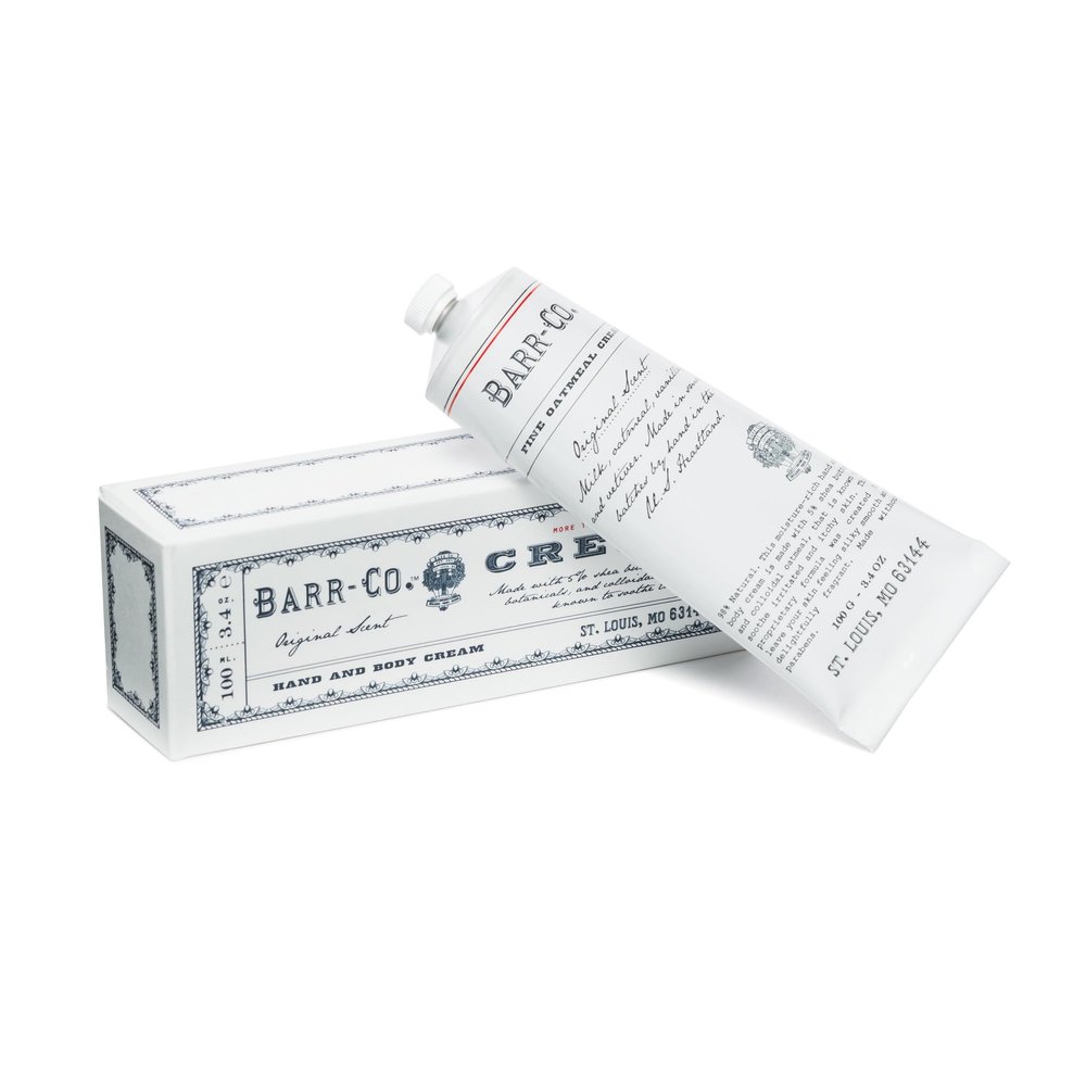 BARR-CO. Original Scent Shea Butter Hand Cream for Women & Men - Tranquil Milky Oat, Vanilla & Vetiver Hand Moisturizer for Dry Cracked & Working Hands - Moisturizing, Smooth Repair Cream, 3.4 fl oz