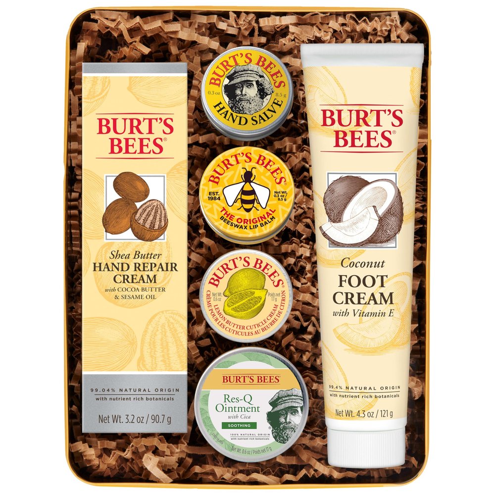 Burt's Bees Gifts Ideas - Classics Set, 6 Products in Giftable Tin  Cuticle Cream, Hand Salve, Lip Balm, Res-Q Ointment, Hand Repair and Foot Cream