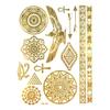 ALLYDREW Large Metallic Gold Silver and Black Body Art Temporary Tattoos, Circle Motifs, Hieroglyphs_1 view 1