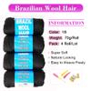 100% Brazilian Wool Hair Acrylic Yarn for African Braids/Senegalese Twist/Faux Locs/Wraps with Crochet Hook(4 Roll, Natural Black) view 2
