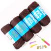100% Brazilian Wool Hair Acrylic Yarn for African Braids/Senegalese Twist/Faux Locs/Wraps and Crochet Hook(4 Roll,Coffee Brown) view 1