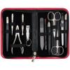 3 Swords Germany  brand quality 12 piece manicure pedicure grooming kit set for professional finger & toe nail care with red synthetic leather case - Made in Germany view 1