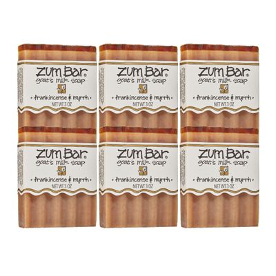 Zum Indigo Wild Goat's Milk Soap Bar - Bar Soap for Hands & Body Made with Essential Oils - 3 oz - Frankincense & Myrrh (6 Pack)