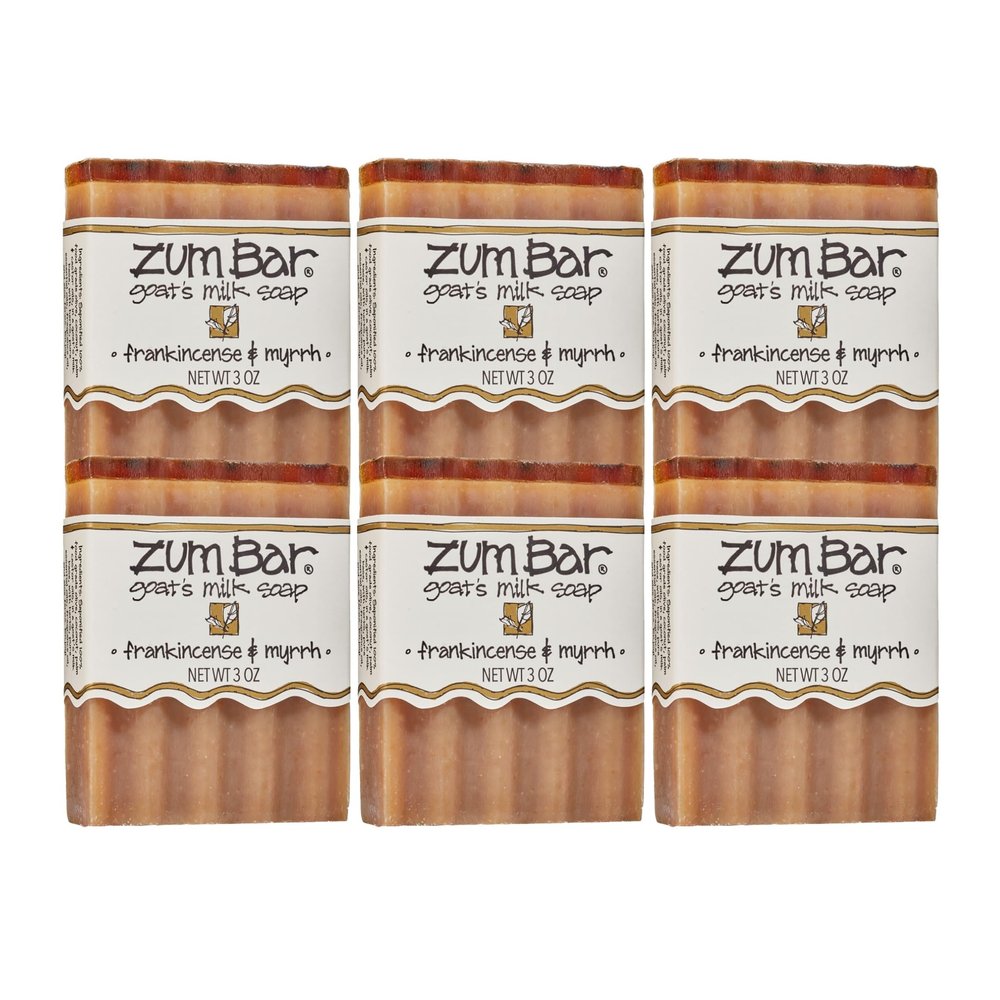 Zum Indigo Wild Goat's Milk Soap Bar - Bar Soap for Hands & Body Made with Essential Oils - 3 oz - Frankincense & Myrrh (6 Pack)