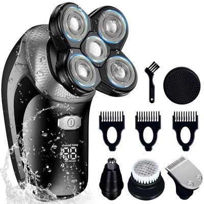 DOTSOG Electric Shaver Razor for Men,Waterproof 5D Floating Head Shaving Bald Head Shaver 5 in 1 Grooming Kit Beard Trimmer with Pop-up Trimmer Waterproof USB Fast Charging