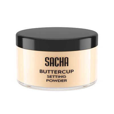 Sacha BUTTERCUP Light Setting Powder. No Ashy Flashback. Blurs Fine Lines and Pores. Loose, Translucent Face Powder to Set Makeup Foundation or Concealer. For Light to Medium Skin Tones, 1.75 oz.