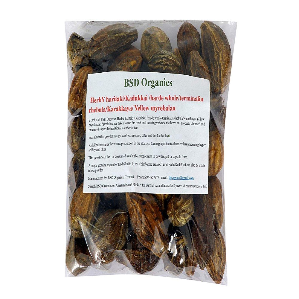 BSD Organics HerbY Haritaki/Kadukkai/harde whole/terminalia chebula/Karakkaya/Yellow myrobalan-500 grams(1.1 pounds)