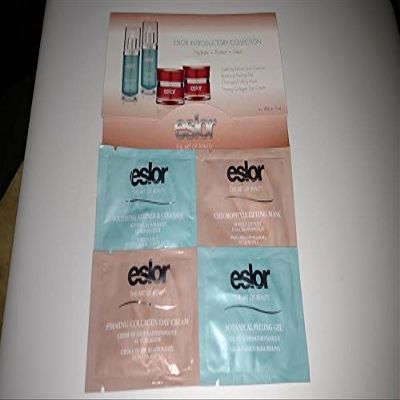 4 Piece Elsor Introductory Collection "Healthy Aging" Trial Set - Hydrate Protect Treat Facial Kit - Soothing Refiner Cleanser - Botanical Peeling Gel - Chlorophyll Listing Mask - Firming Collagen Day Cream Sample Kit .17 Oz Each