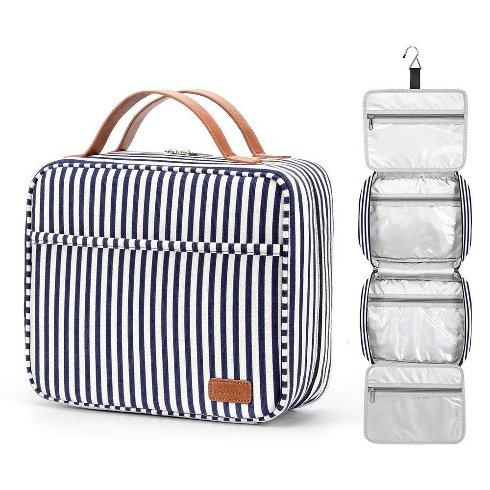 Bosidu Hanging Travel Toiletry Bag, Large Capacity Cosmetic Travel Toiletry Organizer for Women with 4 Compartments & 1 Sturdy Hook, Perfect for Daily Use/Valentines' Day