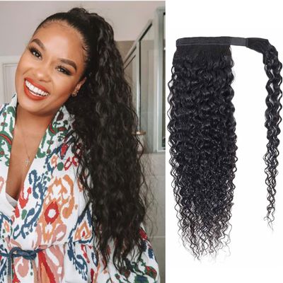 Seelaak Brazilian Kinky Curly Ponytail Extensions - 18Inch Afro Curly Clip in Human Hair