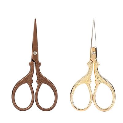2Pcs Vintage Crane Shaped Stainless Steel Scissors Beauty Makeup Trim for Men Curved Rounded Hair Moustache Nose Hair Beard Trimming
