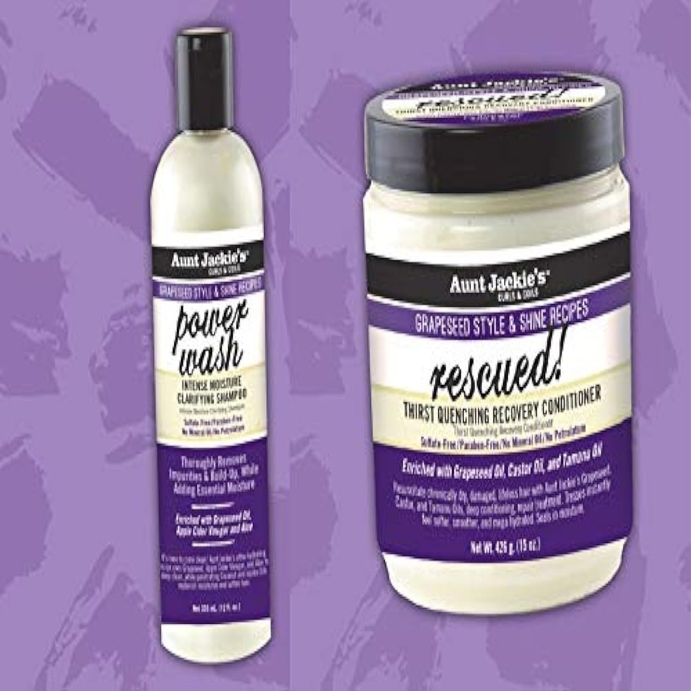 Aunt Jackie's Grapeseed Style Hair Care - Clarifying Shampoo 12oz & Recovery Conditioner 15oz