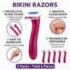 2 Packs Bikini Razors  Total 6 Pieces  Reusable Disposable Shavers for Womens Bikini Area  Ideal for Brazilian Shave, Pubic Hair, Underarms, and Body Grooming view 3