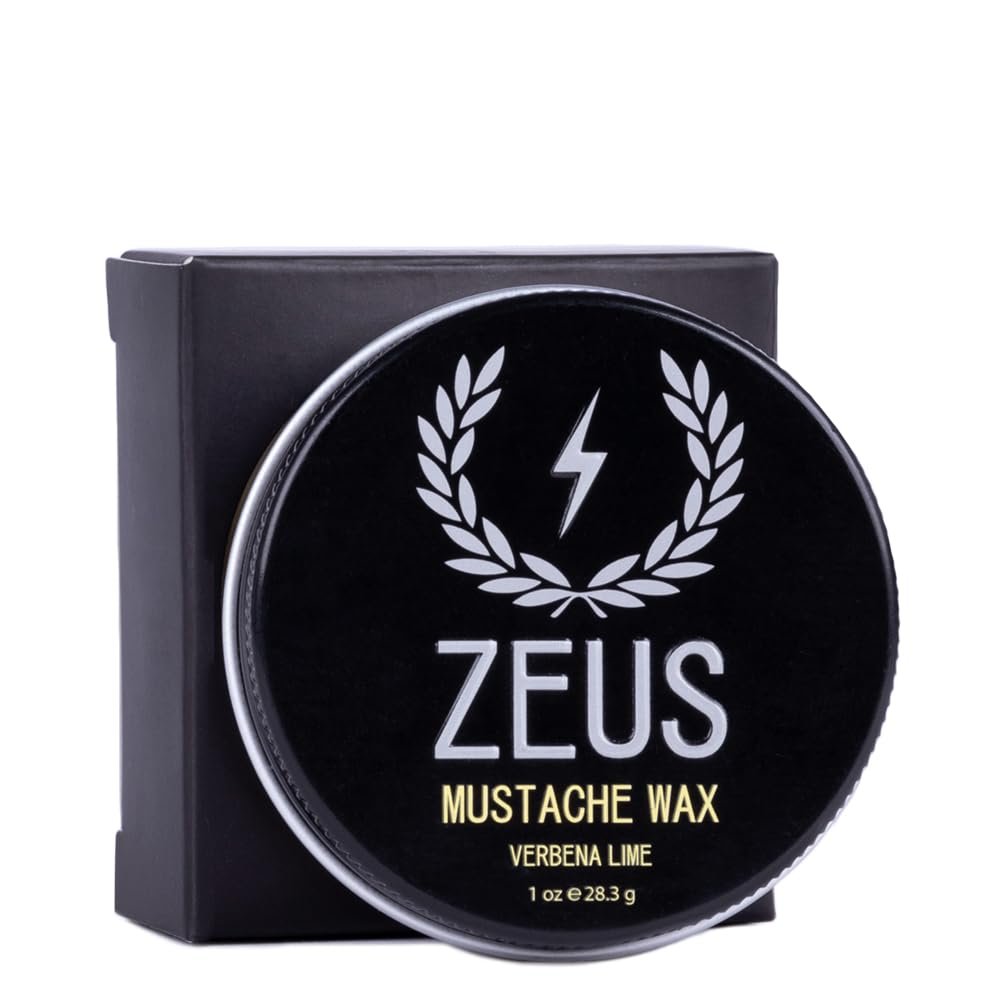 ZEUS Mustache Wax for Men with Natural Shine, Moisturizing & Conditioning Formula, Light to Medium Hold for Styling & Shaping Facial Hair (Made in USA) 1 oz.