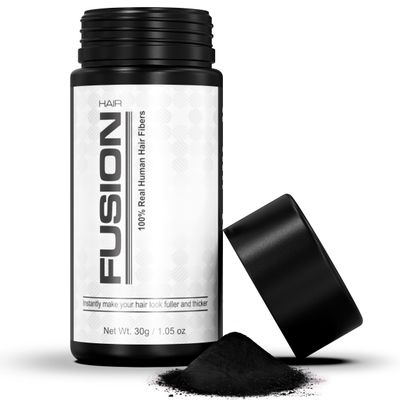 Hair Fibers for Thinning Hair - (1.05 Oz) Real Human Hair Building Fibers to Conceal Bald Spots and Thinning Hair, Root Touch Up and Volumizer, Jet Black