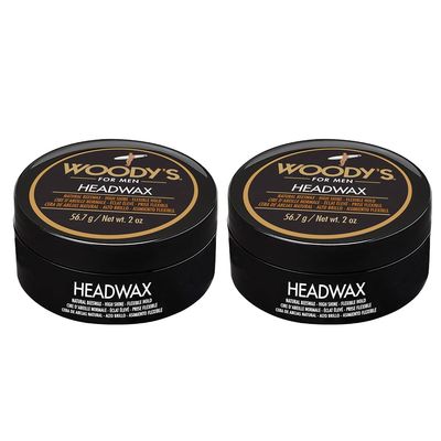 Woody's Headwax Hair Styling Pomade for Men, Natural Beeswax, High Shine, Flexible Hold, Non-Sticky, Moldable Mens Hair Wax For All Hair Types, 2 oz (2-Pack)