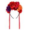 Floral Fall Women Day of the Dead Flower Crown Festival Headband Rose Mexican Floral Headpiece HC-23 (Red Purple) view 1