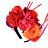 Floral Fall Women Day of the Dead Flower Crown Festival Headband Rose Mexican Floral Headpiece HC-23 (Red Purple) view 3