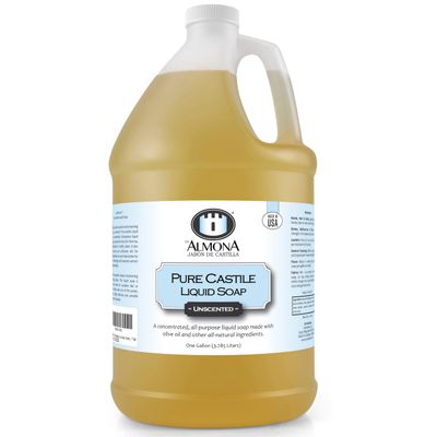 La Almona Pure Castile Liquid Soap, Unscented, 1 Gallon