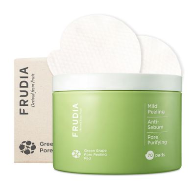 FRUDIA Pore Peeling Pad  70 Pads, 5.7floz | Vegan Exfoliating Toner Pads with 89% Green Grape Extract, Tannin Complex & AntiSebum P | Gentle, pHBalanced Deep Pore Care for Sensitive Oily Skin