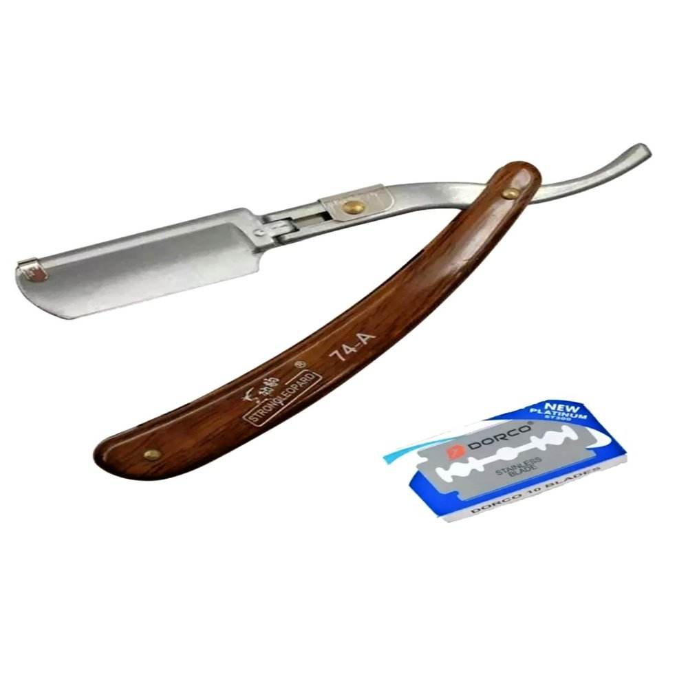 1 Quality Pro Straight Edge Razor Barber Folding Shaving Knife Wooden Handle