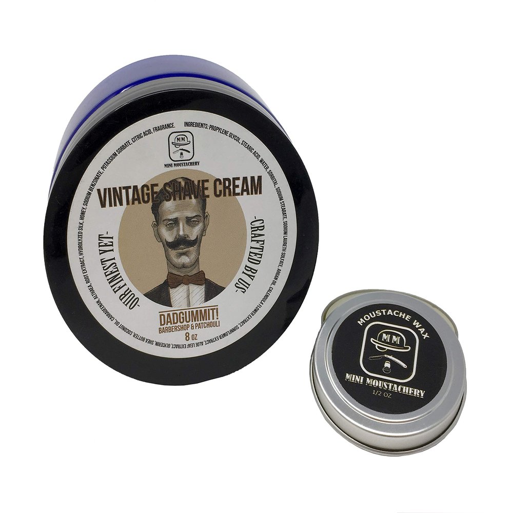 Dadgummit Vintage Shaving Cream and Seasonal Mustache Wax Gift Duo