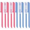 10 Pieces Eyebrow Razor for Women Facial Shaver Razor Brow Shaper Eyebrow Trimmer Dermaplaner Shaping Tool with Cover (Pink, Blue) view 1