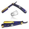 Barber Hair Shaver Stainless Steel Straight Edge Razor Cut Throat Purple Blade view 1