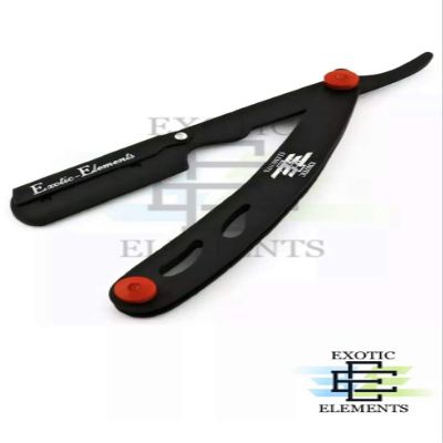 All Purpose Straight Edge Barber Razor Folding Shaving Knife Black w/Red Screw