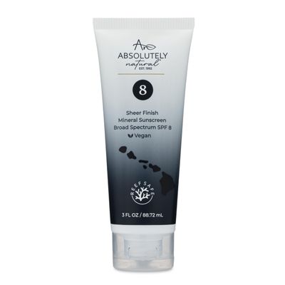 Absolutely Natural - SPF 8 Mineral Sunscreen - Water Resistant Moisturzing Lotion for Body & Face - Non-Nano Zinc Oxide, Vitamin E - 3 Oz