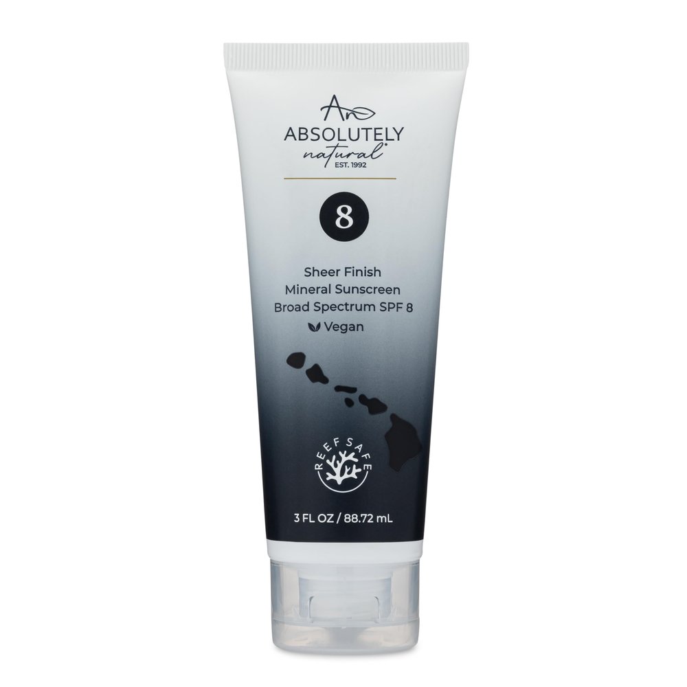 Absolutely Natural - SPF 8 Mineral Sunscreen - Water Resistant Moisturzing Lotion for Body & Face - Non-Nano Zinc Oxide, Vitamin E - 3 Oz