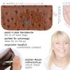 3 Swords Germany - brand quality 5 piece manicure pedicure grooming kit set with synthetic leather case ostrich cognac - Made in Germany view 4