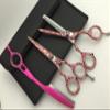 5.5" Professional Barber Razor Edge Powder Coated Hair Cutting and Texturizing Shears Scissors with Straight Razor Student Teacher Kit Set+case Black view 3