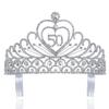 50-Year-Old Fifty Years Old Number 50 Birthday Party Austrian Rhinestone Crystal Tiara Crown With Hair Combs Cake Topper Queen Jewelry T803 Silver view 1