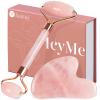 BAIMEI IcyMe Jade Roller & Gua Sha, Face Roller Redness Reducing Skin Care Tools, Self Care for Men Women, Massager for Face, Eyes, Neck, Relieve Fine Lines and Wrinkles - Rose Quartz view 1