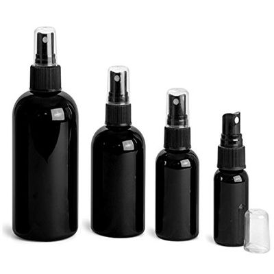 2 Oz. Black Plastic Round Bottles with Black Fine Mist Sprayers (48 Bottles)
