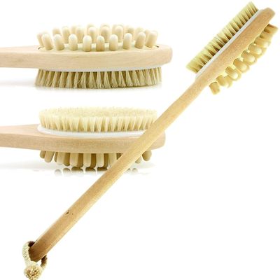 Bath & Relax Bath Body Brush Natural Bristles Long Handled Shower Back Scrubber Brush - Exfoliating Scrub Skin Brush - Back Shower Brush - Dry or Wet Body Brushing - For Men and Women