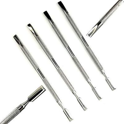 4 pcs Stainless Steel Nail Art Manicure Cuticle Spoon Pusher Remover Tool Set New Care Pedicure Salon Spa Accessories Cutter Nipper Clipper Cut & Cleaner Nippers Grooming Kit (Square)