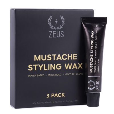 ZEUS Mustache Styling Wax for Men, Water-Based Formula with Mega Hold for a Refined, Long-Lasting Look (Made in Germany) 1.02 Fl. Oz.